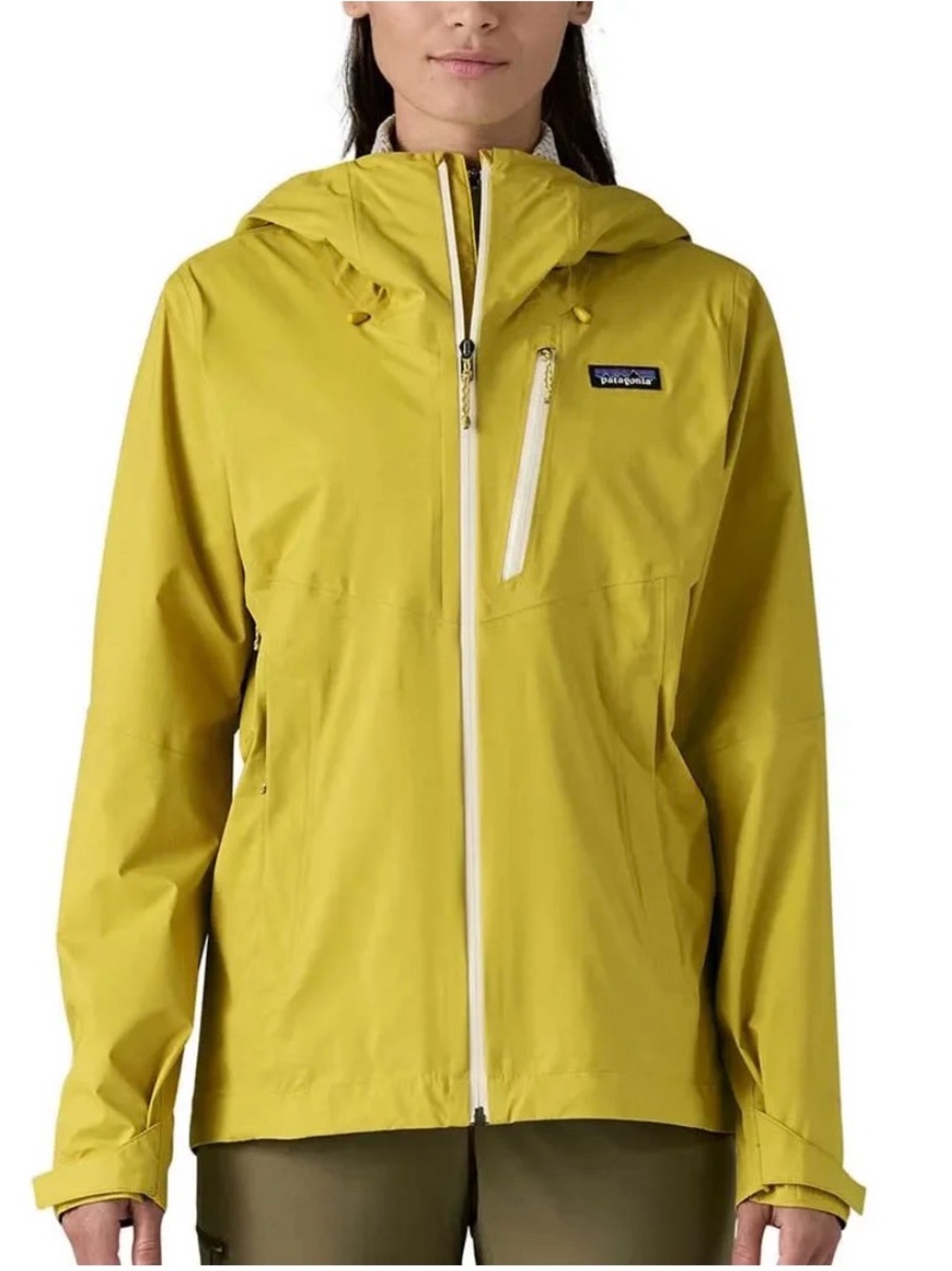 Patagonia Women's Granite Yellow Hooded Outdoor Rain Jacket, XS